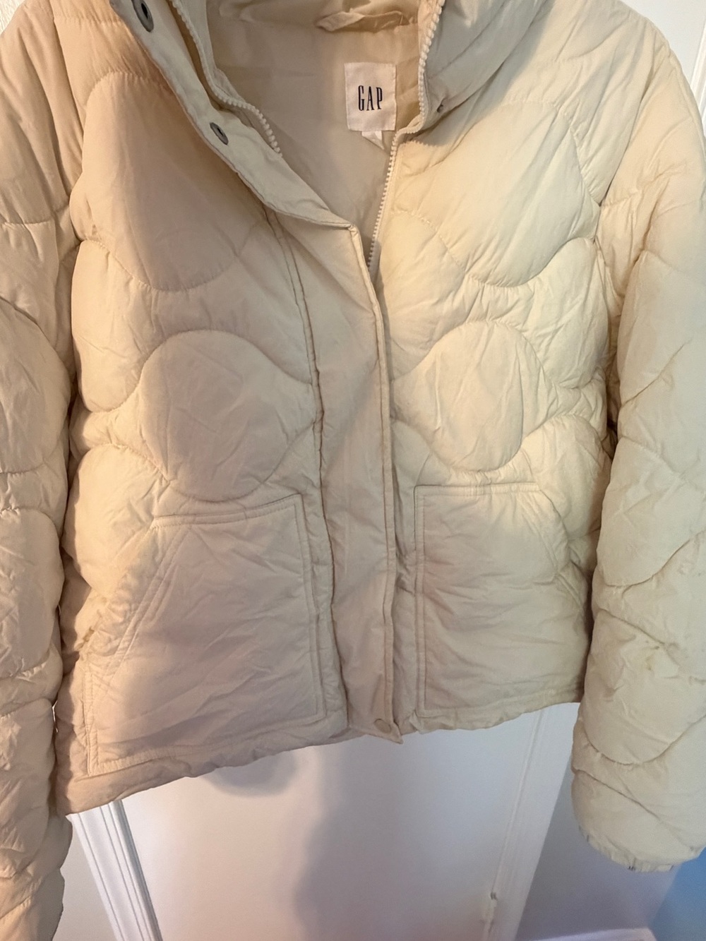 GAP Light Cream Quilted Puffer Jacket